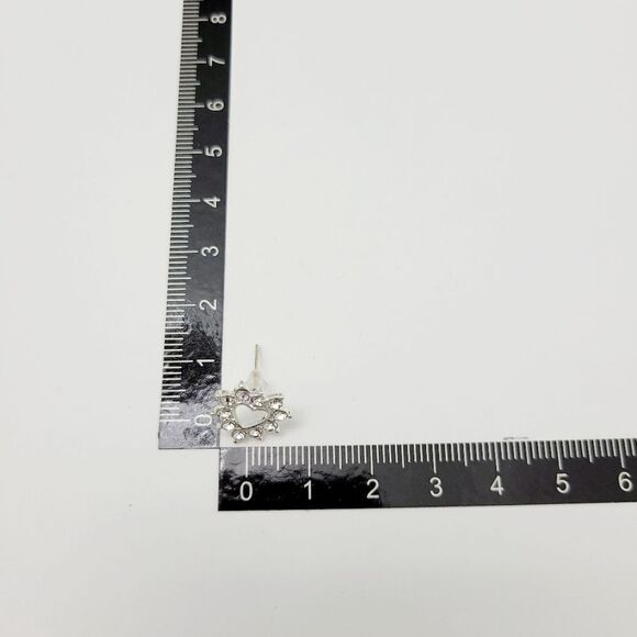 2/$20 Brand New Silver Rhinestone Heart Earrings - Picture 5 of 6